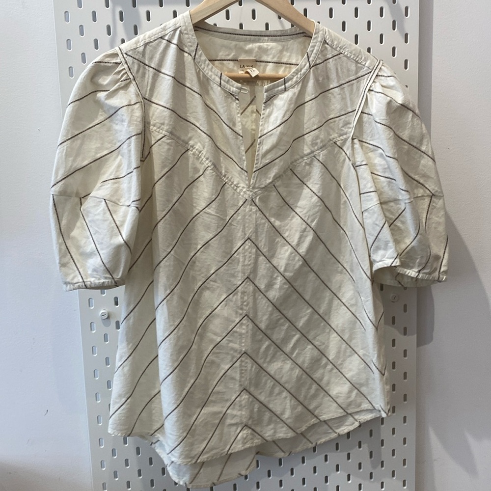 White Rebecca Taylor Lanternsleeve Blouse With Embroidered Stripes Nee